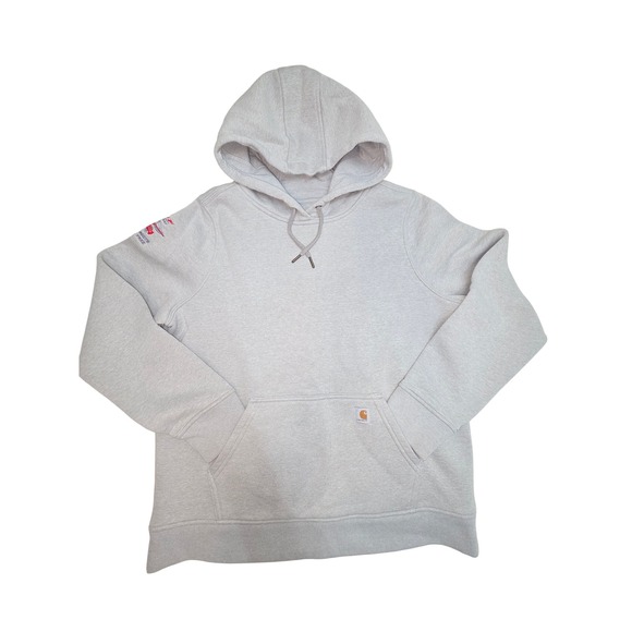Carhartt Womens L 12-14 Hoodie Gray BNSF Railway Pullover Sweatshirt 102790 058